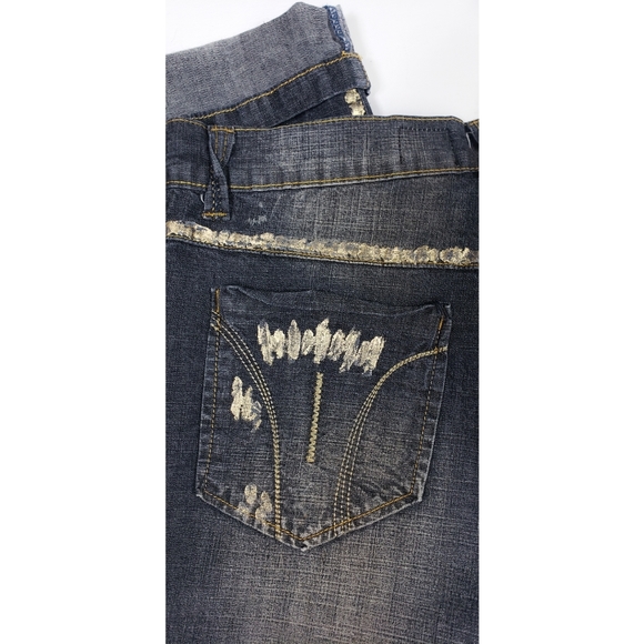 V Cristina Gold Painted Denim Cropped Pants P8 - Picture 5 of 8